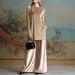 Autumn Winter Gold Velvet High Neck Slit Top Wide Leg Pants Two Piece Set Women's Loose Fitting_ecoleips.com