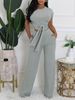 31377 Round Neck Pullover Design Sense Casual Slim Sexy Personality Fashion Women's Pants Set_ecoleips.com