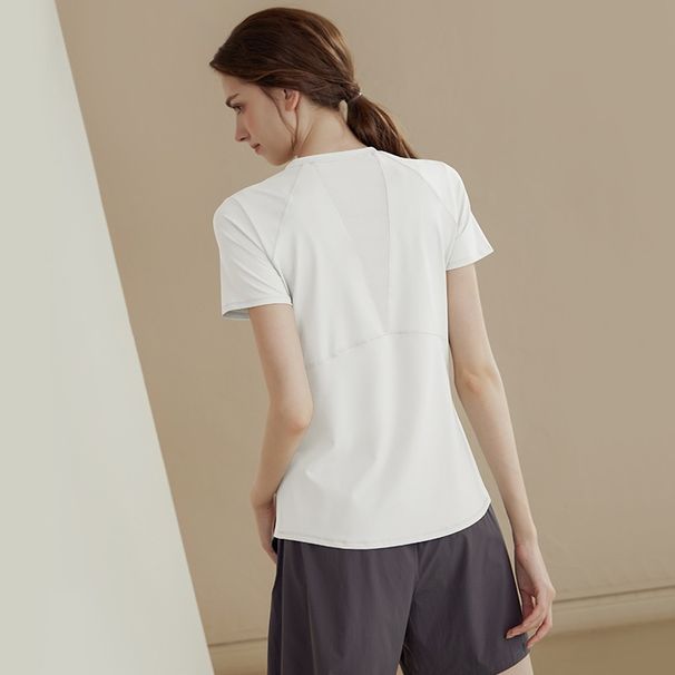 Mesh Splicing Yoga Clothes Women Quick Dry Sports Tops Short Sleeve Slim Running Training Summer T-shirt_ecoleips.com