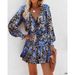2025 Popular Item On : Spring/Summer Long-sleeve V-neck Fashion Printed Waist-cinching Dress For Women_ecoleips.com