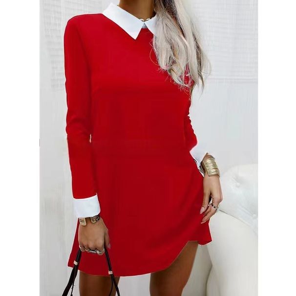 Women's Clothing New Solid Color Splicing Temperament Long Sleeved Dress Female_ecoleips.com