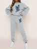 Women's Autumn And Winter Hip-hop Casual Street Cartoon Rabbit Pattern Printed Round Neck Sports Shirt+sports Pants Set-571_ecoleips.com