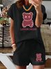 Women’s 2 Piece Outfit Set – Oversized Graphic T-Shirt And Biker Shorts Matching Set, Casual Summer Lounge Tracksuit For Daily Wear-310_ecoleips.com