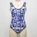 Women's U Neck Backless One Piece Swimsuit Fashion Printed Wire Free Chest Pad Regular Size_ecoleips.com