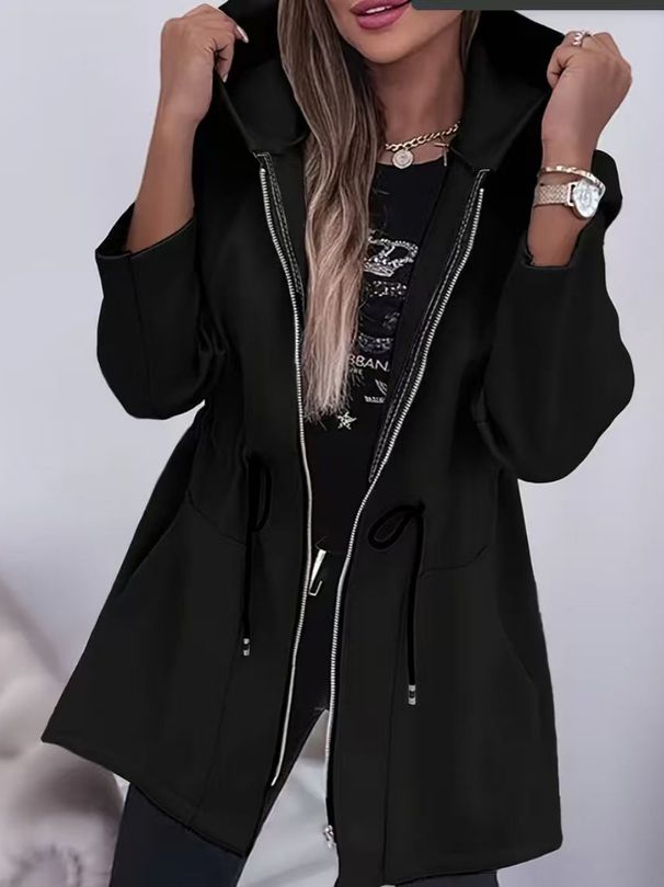 Women's Clothing Casual Hooded Jacket Zip Up Autumn Winter Fashion Outerwear Clothing_ecoleips.com