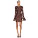 Women's Sexy Embroidered Lace Bodycon Dress American Fashion Design Flared Long Sleeved Short Dress_ecoleips.com