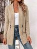 Lightweight Soft Knit Cardigan Open Front Adjustable Side Button Waist Oversized Loose Mid Length Layering Jacket_ecoleips.com