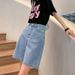 Women's High-Waisted Denim Shorts Summer Thin Style 5 Point Mid-Length Straight Leg Loose Fit Slimming Wide Leg 2026 New Fashion_ecoleips.com