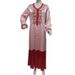 Modest Abaya Dress Women's Clothing Ethnic Embroidered Patchwork Maxi Dress With Color Blocking & Pleated Skirt – Elegant Bohemian Long Sleeve Gown_ecoleips.com