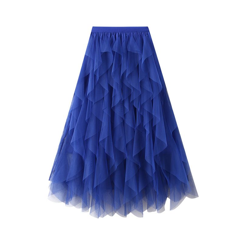 2025 Mesh Cake Half Super Fairy Draped Gauze Pleated Princess Pink Seaweed Skirt Autumn 0303_ecoleips.com