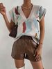 Women's Clothing V Neck Women's Ribbed Jacquard Sweater Temperament Fashion Knitted Vest_ecoleips.com