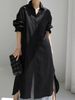 Women's Loose Cotton Linen Shirt Dress Long Irregular Cardigan_ecoleips.com