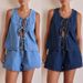 Summer Fashion Casual Sleeveless Lace Up High Waist Women's Vest Denim Suit Shorts_ecoleips.com