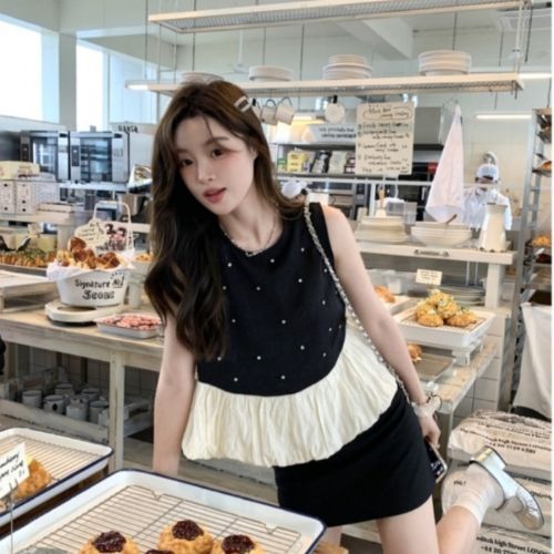 French-style Fashion Heavy-duty Studded Sleeveless Shirt For Women, Summer 2025 New Model, Loose-fitting Short Design_ecoleips.com