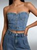 K Sexy And Fashionable Slim Fit Waist Cinched Short Denim Vest For Women_ecoleips.com