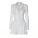 Women's Sexy Deep V Lapel Open Front Belted Ruffled Mini Dress – Elegant Party Gown_ecoleips.com