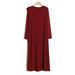 Four-season Fashion Pleated Pullover Robe Plus Size Long-sleeve Long Skirt With Headscarf And Hood Integrated Dress_ecoleips.com