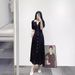 Women's French Style Elegant High End Dress Short Sleeved Fitted Waist Long Knit Summer Style_ecoleips.com
