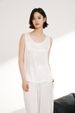 Women's Base Layer Top, Silk Fabric Gold Shimmer, Ruched, Summer Sleeveless, Large Round Neck, Can Be Worn Outerwear,_ecoleips.com