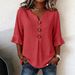 Women's V Neck Button Front Short Sleeve Top – Casual Summer Blouse 2026_ecoleips.com