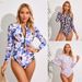 Women's Clothing Competitive Sports Swimsuit For Women Long Sleeved Multi Color Printed Zipper One Piece Snorkeling Surfing_ecoleips.com