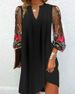 Women's V Neck Long Sleeve Floral Pleated Dress Sheer Style Summer New Arrival_ecoleips.com