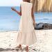 Women's Clothing Solid Color Cotton Sling Type Temperament Commuting Trend Long Skirt Loose Waist Dress_ecoleips.com