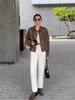 Women's Clothing Black Short PU Leather Jacket Korean Style Fashion Retro Brown Top For Autumn_ecoleips.com