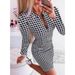 Women's Clothing Women's Houndstooth Dress Short Skirt Long Sleeve Hot Selling Fashionable Elegant For Formal & Casual For Women_ecoleips.com
