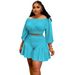 Women's Clothing Large Size Women's Clothing New Pleated One Shoulder Collar Fluffy Waist Casual Two Piece Suit_ecoleips.com