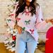 Festive Bow Embroidered Sweater – Long-Sleeve Casual Top For Christmas & Valentine’s (XS/S/M/L, Pink)_ecoleips.com