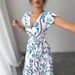 A-line With Floral Print, Beach Hem, Charming Holiday Look, 2025 Party Short-sleeve Fashion, Ruffled Elegant Women's_ecoleips.com