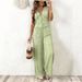 Women's Sleeveless Versatile Tie Waist Vest And Straight Wide Leg Pants Solid Color Two Piece Set_ecoleips.com