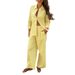 Classic Women's Long Sleeve Shirt And Trousers Set, Wrinkle-Resistant Cotton Blend For Casual & Office Wear, Versatile 2-Piece Outfit In 9 Colors_ecoleips.com