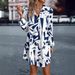 Fall Floral Print Blouse Dress With Lace Trim, Relaxed Fit Long Sleeve Shirt Dress For Casual Office Wear_ecoleips.com