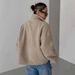 Oversized Fleece Jacket Women’s – Short Plush Zip-Up Coat With Stand Collar & Long Sleeves (S-XXL, Polyester, Casual Streetwear)_ecoleips.com