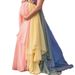 Women's Clothing Suspender Sexy Deep V Rainbow Mesh One Shoulder Dress_ecoleips.com