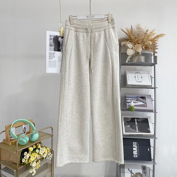 Women's Clothing Sweatpants High Waist Drawstring Wide Leg Pants Loose Straight Sports Casual Pants_ecoleips.com