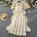 Women's Clothing Age Reducing And Refreshing Spring And Summer Vacation Style Short Sleeved Suspender Top + High Waisted Pleated Skirt Two Piece Suit_ecoleips.com