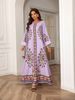 Cross-Border Export Women's Long Robe Printed Rhinestone Dress Abaya, Elegant Floral Pattern, Perfect For Special Occasions_ecoleips.com
