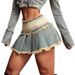 Summer Casual Distressed Denim Mini Skirt - Raw Hem Denim A-Line Skirt With Vintage Wash_ecoleips.com