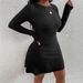 WG102 European And American Cross-border Solid Color Long-sleeve Knitted Fashion Backless High-waisted Tie Sexy_ecoleips.com