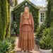 Women's Clothing Muslim Lace Ruffle Stitching Stand Collar Top Long Skirt Suit_ecoleips.com
