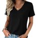 2026 Women's Solid Color Elastic Pullover Slim Fit Round Neck Short Sleeve T-shirt Cross-border Fashion Trend_ecoleips.com