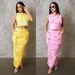 Women's Clothing Sexy Loose Printed Hooded Workwear Pocket Sleeveless Vest Slit Skirt Suit_ecoleips.com