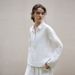 Aria Basics Aria Basics 21-count Linen Old Money Style Long-sleeve Women's Turn-down Shirt, Spring POLO Collar Top, Stylish European And_ecoleips.com