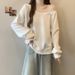 European American Style Solid Color Off-shoulder Long-sleeve Sweatshirt For Women, Autumn And Winter Korean Version,_ecoleips.com