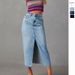 Women's Clothing Hot Girl Skirt A Line Version Slit Slim Denim Skirt_ecoleips.com