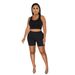 Women's Sporty Two-Piece Set Sleeveless U-Neck Top High-Waisted Shorts Streetwear Gym Ready Stretchy Polyester Spandex_ecoleips.com