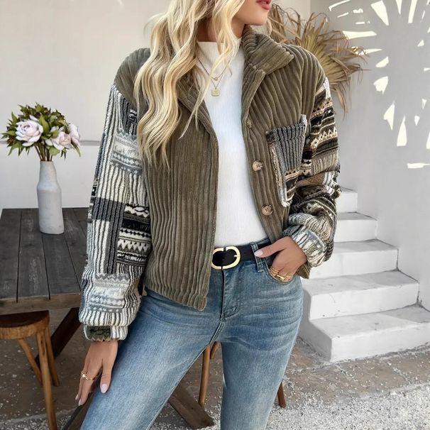 Aria Basics In-stock European And American Cross-border Foreign Trade Women's Clothing: Lapel Long-sleeve Button Jacket, Casual_ecoleips.com